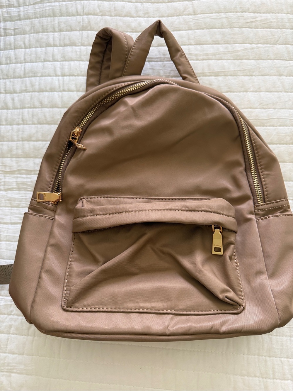 Everyday Mini Backpack Nylon in Taupe - Gold Hardware